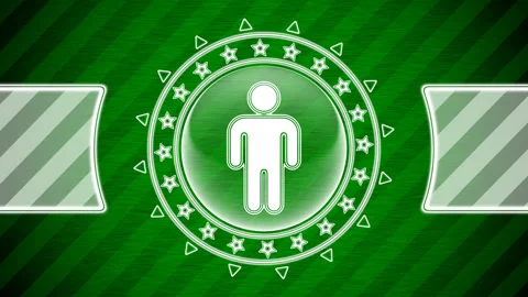 Male icon in circle shape and green striped background. Illustration. Stock Footage 130547752