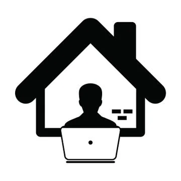 Male icon working from home with laptop computer user person profile avatar Stock Illustration