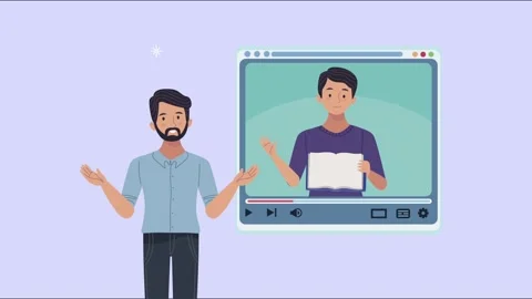 Male instructor hosting online webinar video tutorial for remote learning w.. Stock Footage 339114840