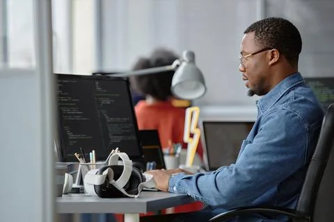 Male IT Engineer Developing VR Interaction System Stock Photos
