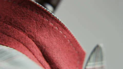 Male Jacket. Red Collar. Camera Moving Up Stock Footage 89650249