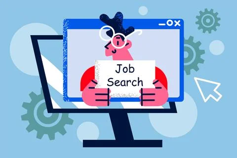 Male job applicant on computer screen Stock Illustration