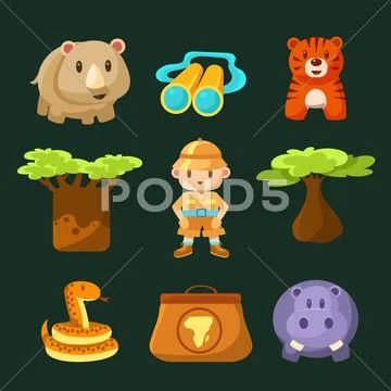 Male Jungle Explorer Collection Stock Illustration