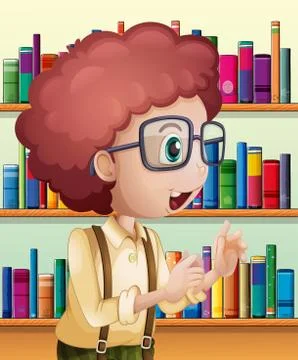 A male librarian inside the library Illustrazione stock