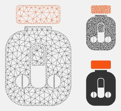 Male Medicine Vector Mesh Network Model and Triangle Mosaic Icon Stock Illustration