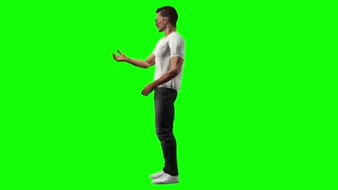 Male model clean side profile stance on green screen chromakey background Stock Footage 328639089