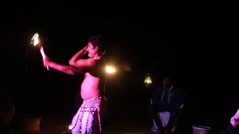 Male Model Dancing With Fire At Night Confidence Low Light Stock Footage 94334136