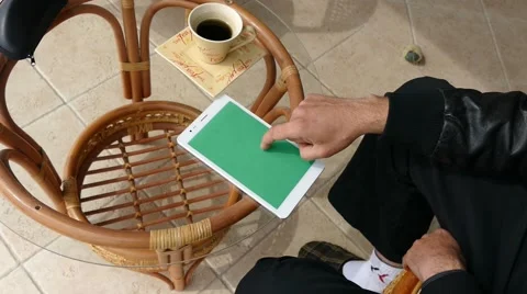 Male Model In Dark Jacket Looking At Ipad - Tablet Technology Internet Search Stock Footage 49148598