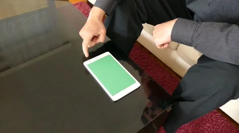 Male Model In Dark Jacket Looking At Ipad - Tablet Technology Internet Search Stock Footage 49241540