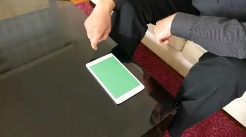 Male Model In Dark Jacket Looking At Ipad - Tablet Technology Internet Search Stock Footage 49241549