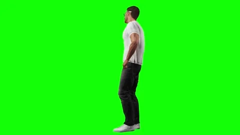 Male model defined side silhouette on green screen chromakey background Stock Footage 328639130