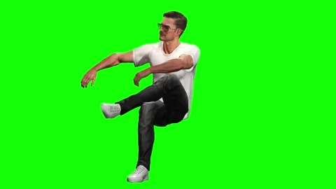 Male model dynamic kicking motion on green screen chromakey background Stock Footage 328638959