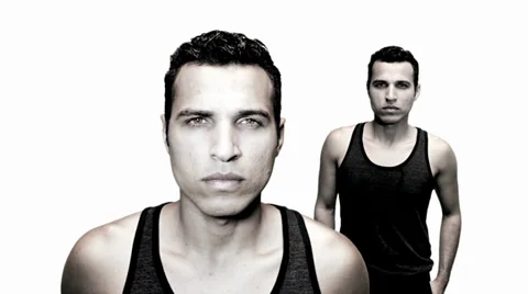 Male model facing camera. isolated on white Stock-Footage 32021125