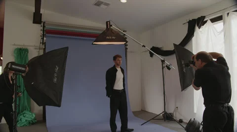 Male Model Gets Make Up in Shoot Stock Footage 35298823