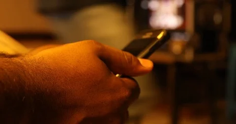 Male Model hands with cell phone Stock Footage