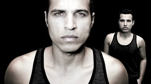 Male model isolated on black background Stock Footage 32020599