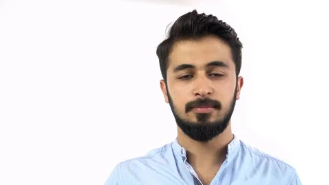 Male Model is Showing Letter E For Sign Language Stock Footage 79809653