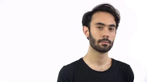 Male Model is Showing Letter E For Sign Language Stock Footage 79838673