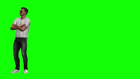 Male model walking forward in relaxed catwalk style on green screen Stock Footage 328638830