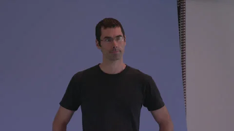 Male Model Wearing Glasses Posing Stock Footage 35298580