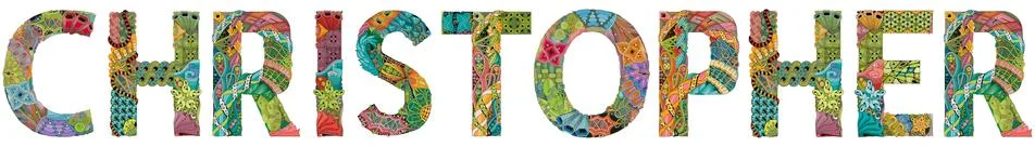 Male name CHRISTOPHER. Vector decorative zentangle object Ilustração Stock