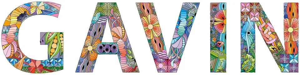 Male name GAVIN. Vector decorative object Stock Illustration