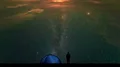 The male near a camping tent standing on stars background. time lapse 4k or 4k+ Resolution