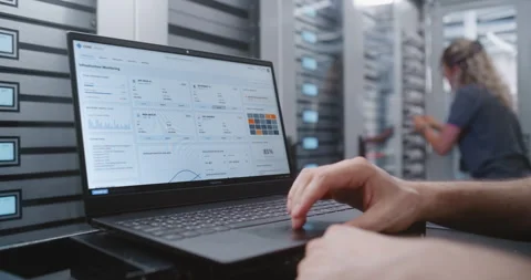 Male Network Engineer Managing Critical Overheating Event Through CLI 動画素材 344969188