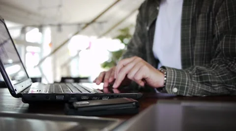 Male with notebook clicking Stock Footage 7524459