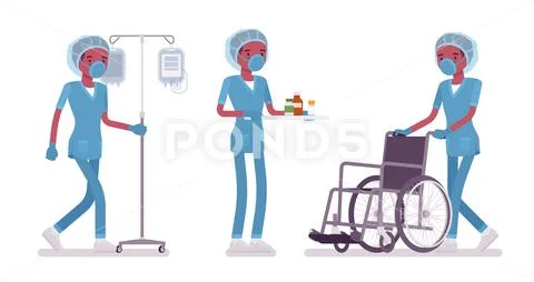 Male nurse doing medical procedure Stock Illustration
