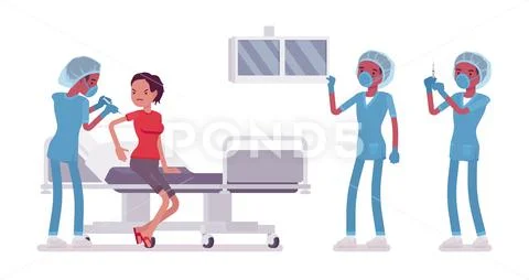 Male nurse at medical procedure Stock Illustration