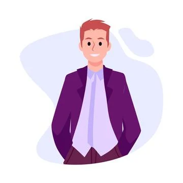 Male office worker, flat vector illustration isolated on white background. Stock Illustration