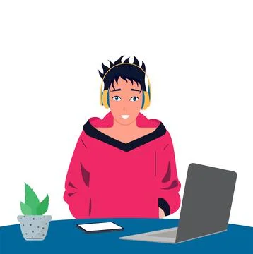 Male office worker,preparing for a presentation.Vector,flat,isolated. Stock Illustration