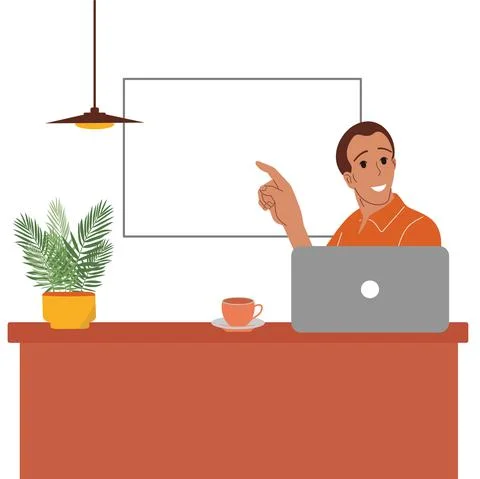 Male office worker,preparing for a presentation.Vector,flat,isolated. Stock Illustration