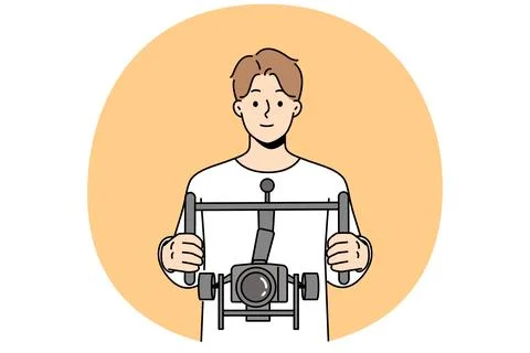 Male operator filing with camera with stabilizer Stock Illustration