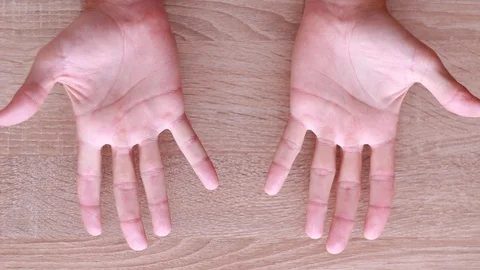 Male palms under the table closeup Stock Footage 94137870