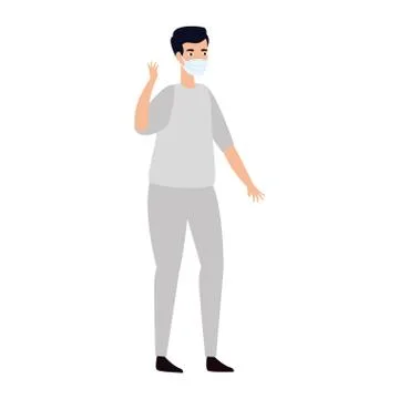 Male paramedic using face mask isolated icon Stockillustratie