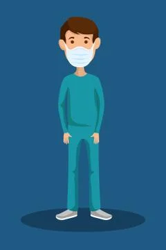 Male paramedic using face mask isolated icon Illustrazione stock