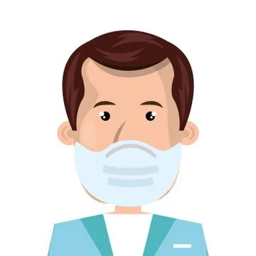 Male paramedic using face mask isolated icon Stockillustratie