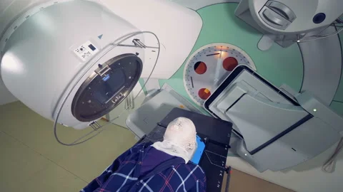 Male patient is going through radiotherapy Stock Footage 93415053