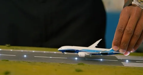 Male pilot training about model plane 4k Stockbeeldmateriaal 94517248