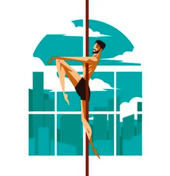 Male pole dancer on studio Ilustración de archivo