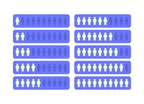 Male population progress flat UI data visualization element set Ilustración de archivo