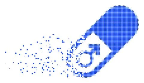 Male Power Pill Dissolved Pixel Icon Stock Illustration