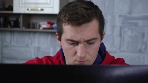 Male programmer working using laptop Video stock 145123508