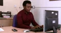 Male received text message at work HD Footage