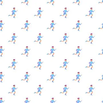 Male runner character seamless pattern for fitness concept Stock Illustration