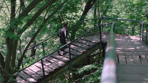 Male runner on the stairs Stock Footage 110791553