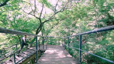 Male runner on the stairs Stock Footage 110791602