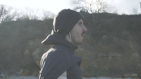 Male runner training Stock Footage 99683352